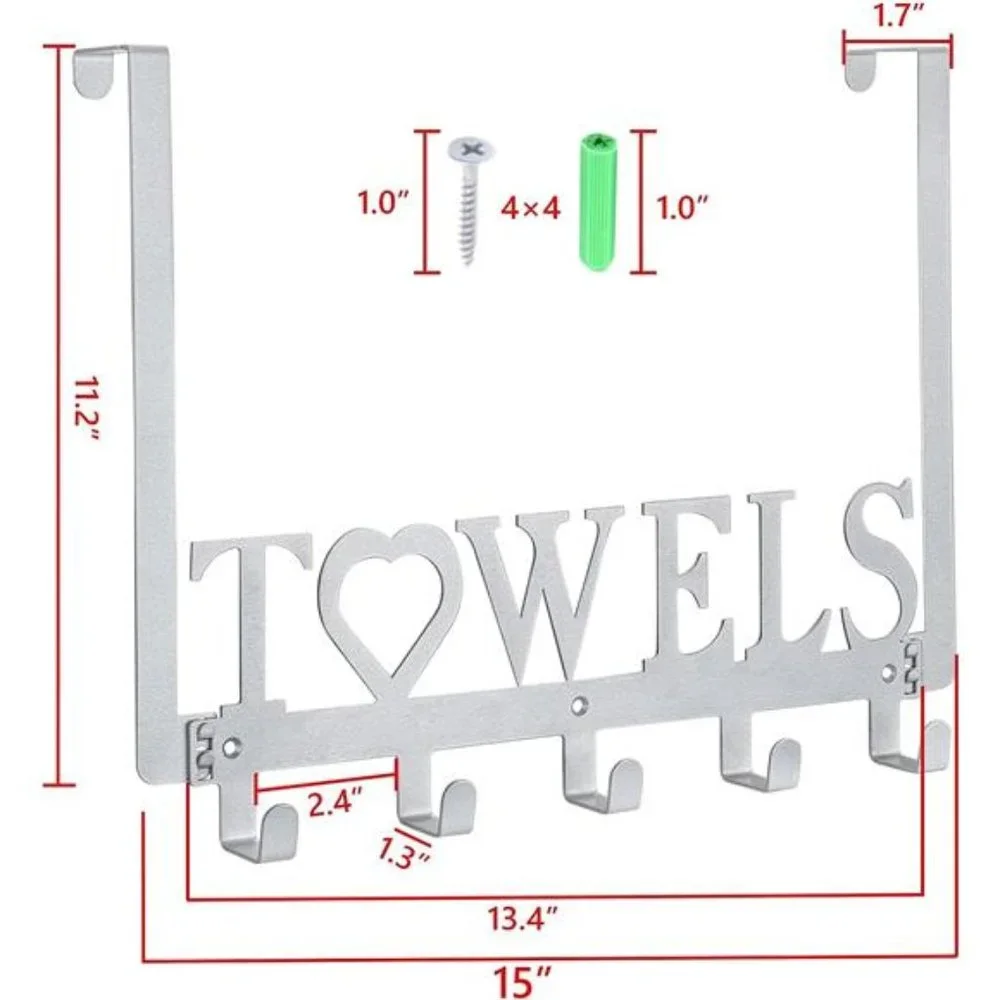 Over The Door Towel Rack Metal Bath Towel Holder Hanger for Bathroom Bedroom